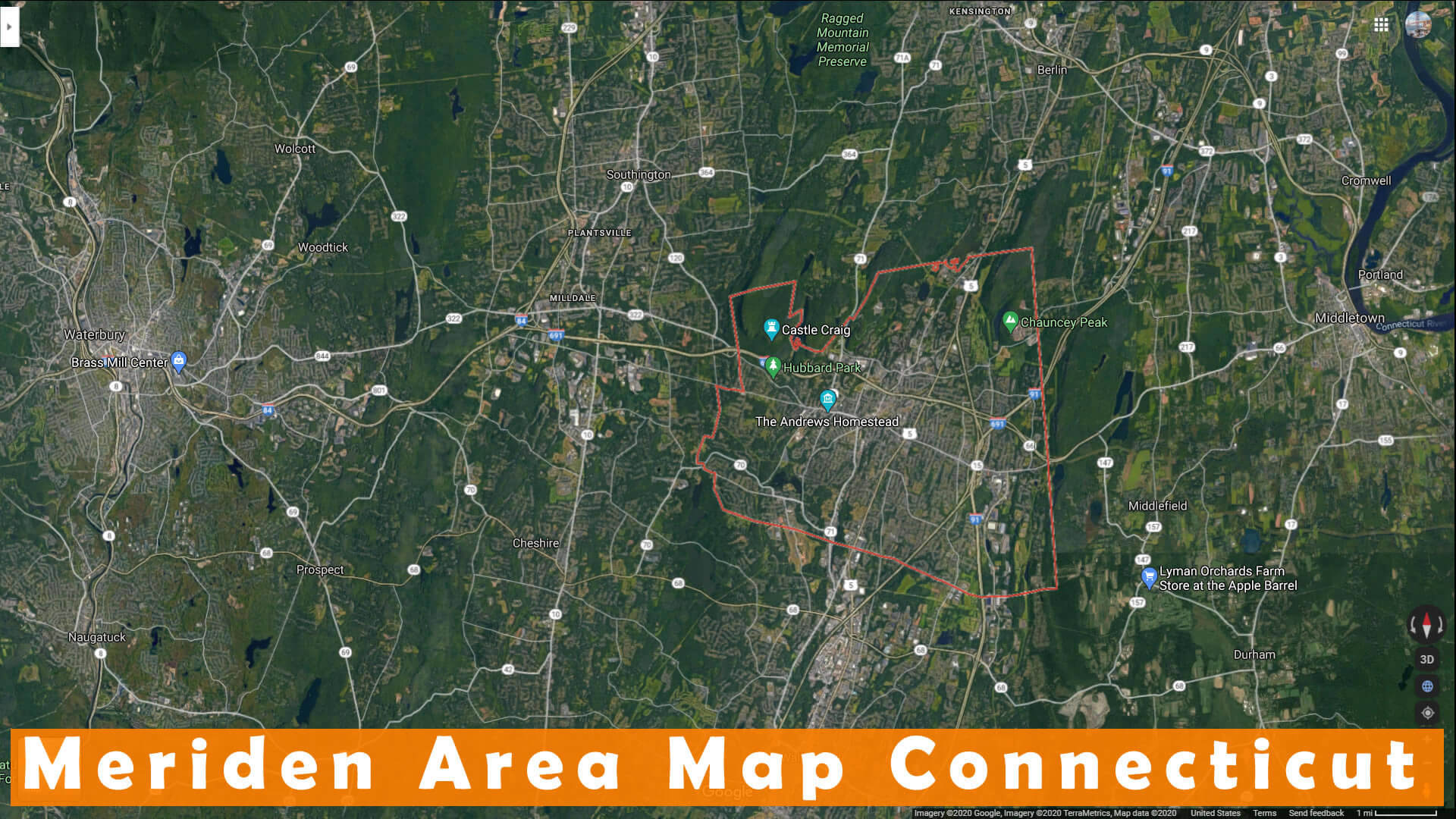 Meriden Area Map Connecticut
